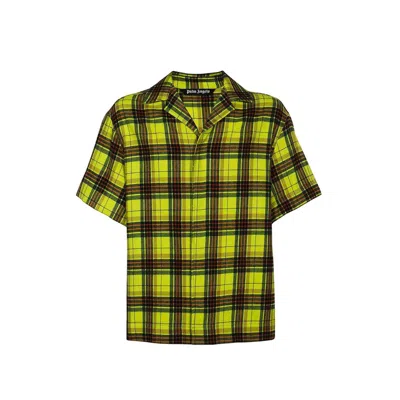 Shop Palm Angels Plaid Flannel Shirt In Yellow