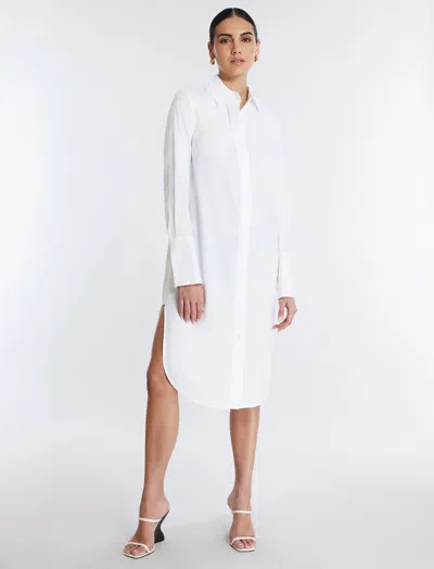 Shop Bcbgmaxazria Cotton Poplin Shirt Dress In White