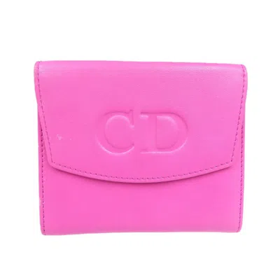 Shop Dior Cd Pink Leather Wallet  ()