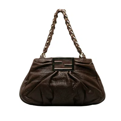 Shop Fendi Mia Brown Leather Tote Bag ()