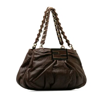 Shop Fendi Mia Brown Leather Tote Bag ()