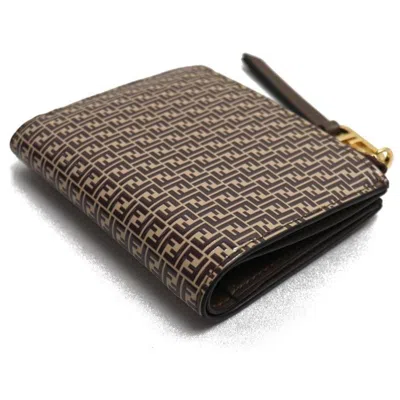 Shop Fendi Zucca Brown Leather Wallet  ()