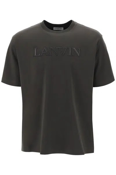 Shop Lanvin Oversize T Shirt With Logo Lettering In Brown