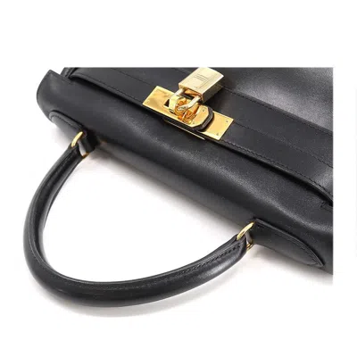 Shop Hermes Hermès Kelly 28 Black Leather Shoulder Bag ()