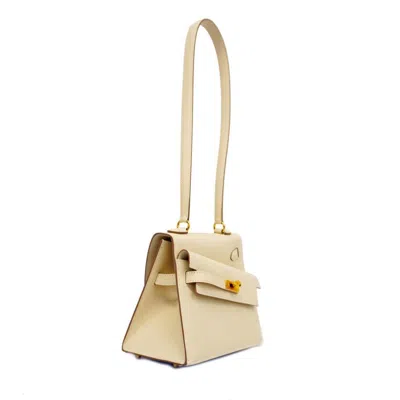 Shop Hermes Hermès Kelly Gold Leather Shopper Bag ()