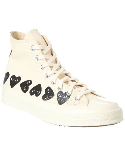 Shop Converse X Comme Des Garçons Play Canvas High-top Sneaker In White