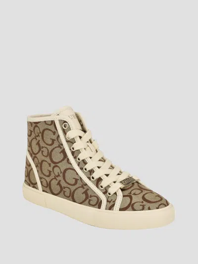 Shop Guess Factory Masons Canvas High-top Sneakers In Brown