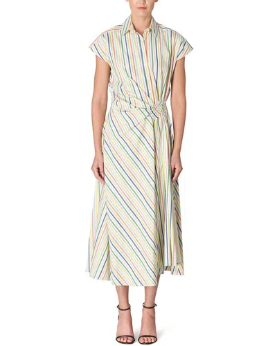 Shop Carolina Herrera Cap Sleeve Side Knot Midi Dress In Multi