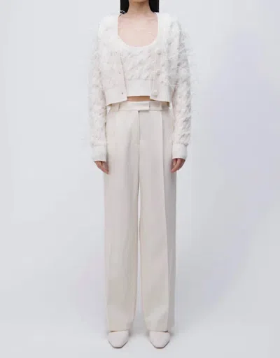 Shop Jonathan Simkhai Andres Feather Cardigan In Ivory In Multi