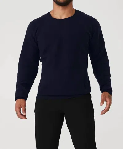Shop Alo Yoga Triumph Crew Neck Sweatshirt In Navy In Blue