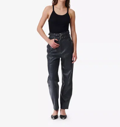 Shop Iro Bratis Leather Carrot Pants In Anthracite In Grey