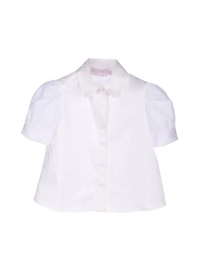 Marchesa Cotton Puff Sleeve Top In Cream
