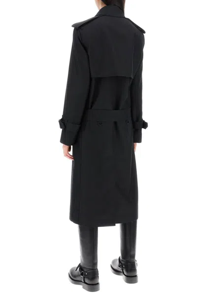 Shop Burberry Double-breasted Silk Twill Trench Coat In Black