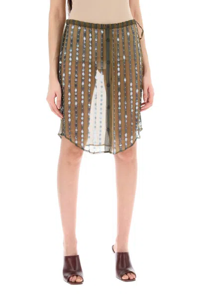 Shop Dries Van Noten Striped Sequin Mini Skirt With Shirt In Multicolor