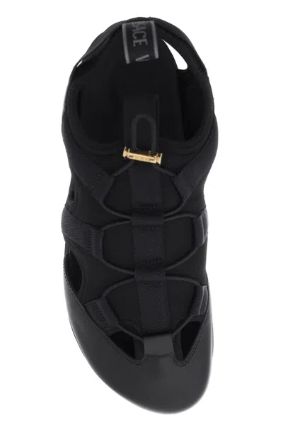 Shop Versace Medusa Track Sandals In Black