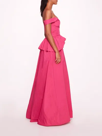 Shop Marchesa Peplum Taffeta Gown In Pink