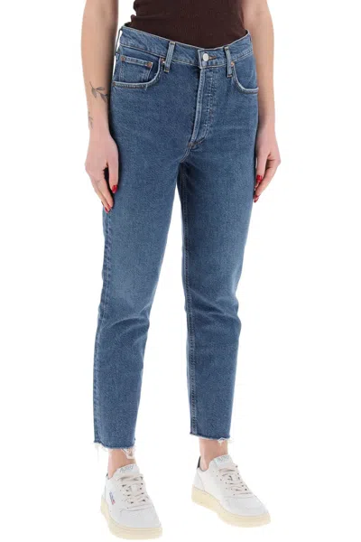Shop Agolde Jeans Cropped Dritti A Vita Alta Riley