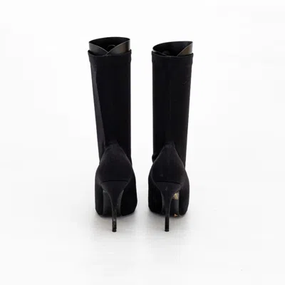 Pre-owned Balenciaga Black Pointed Toe Sock High Heel Boots, 37