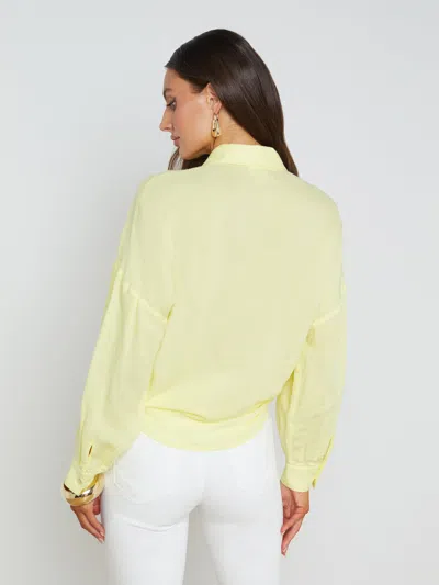 Shop L Agence Talitha Linen-blend Blouse In Yellow Sorbet