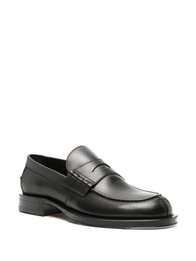 Lanvin Classic Round Toe Leather Loafers With Stacked Heel In Black