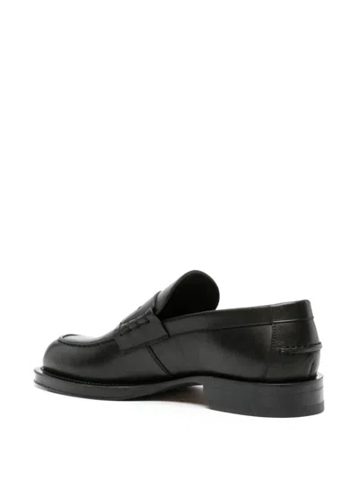 Lanvin Classic Round Toe Leather Loafers With Stacked Heel In Black