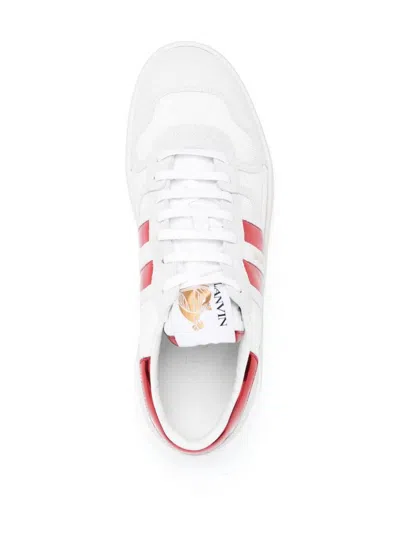Lanvin Contrasting Mesh Panelled Sneakers In White