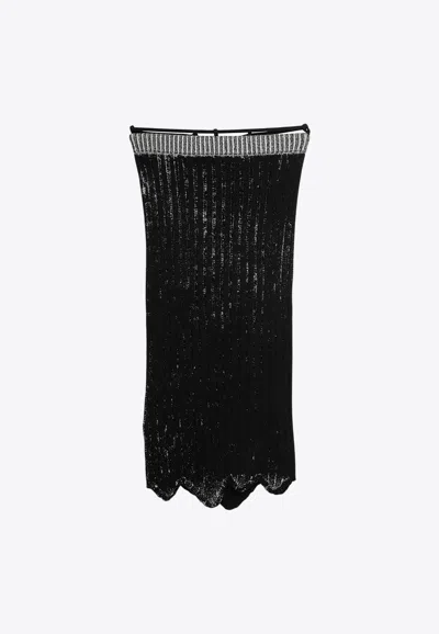 Shop Acne Studios Asymmetric Rib Knit Midi Skirt In Black