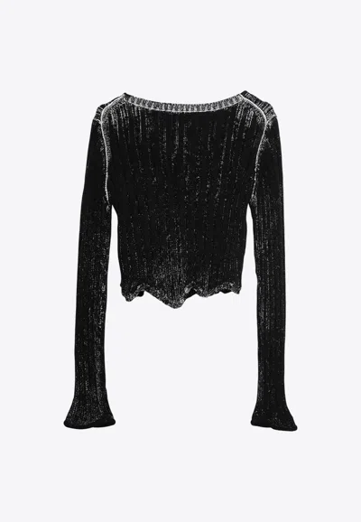 Shop Acne Studios Asymmetrical Rib Knit Cardigan In Black