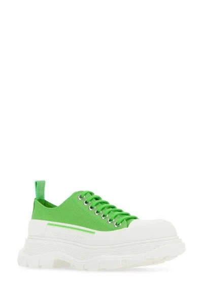 Shop Alexander Mcqueen Woman Green Canvas Tread Slick Sneakers