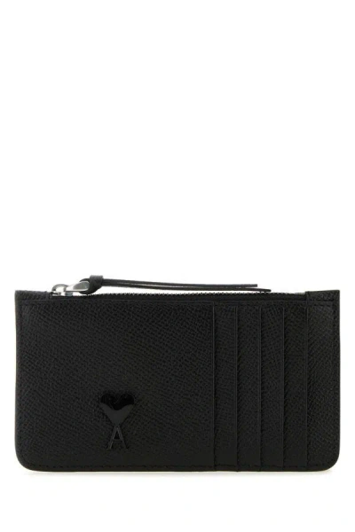Shop Ami Alexandre Mattiussi Ami Man Black Leather Card Holder