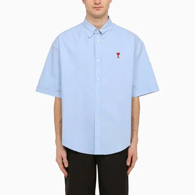 Shop Ami Alexandre Mattiussi Ami Paris Light Blue Cotton Button-down Shirt Men