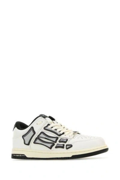 Shop Amiri Man White Leather Skel Sneakers