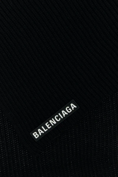 Shop Balenciaga Man Black Wool Scarf