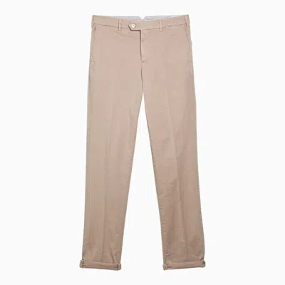 Shop Brunello Cucinelli Beige Cotton Regular Pants Men In Cream