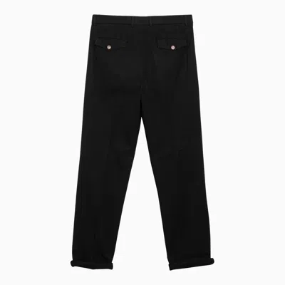 Shop Brunello Cucinelli Black Cotton Regular Pants Men