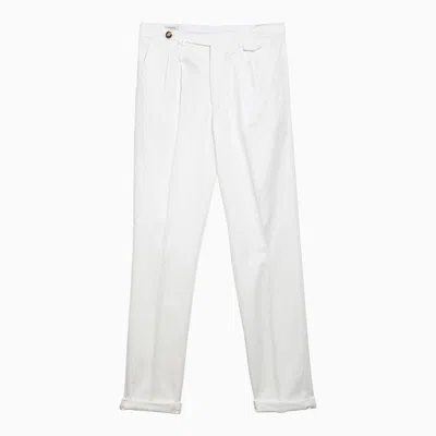 Shop Brunello Cucinelli White Cotton Regular Pants Men
