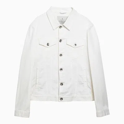 Shop Brunello Cucinelli White Denim Jacket Men