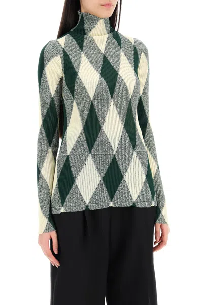 Shop Burberry "striped Cotton And Silk Dolcev Women In Green
