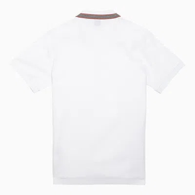 Shop Burberry Classic White Cotton Pique Polo Shirt Men