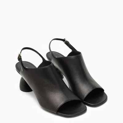 Shop Dries Van Noten Black Leather Sandal With Heel Women