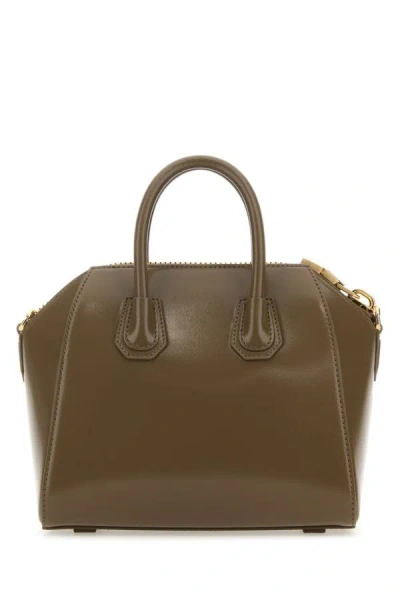 Shop Givenchy Woman Cappuccino Leather Mini Antigona Handbag In Brown