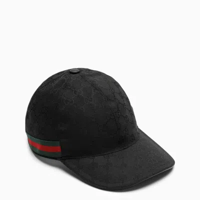 Shop Gucci Black Baseball Cap With Web Men