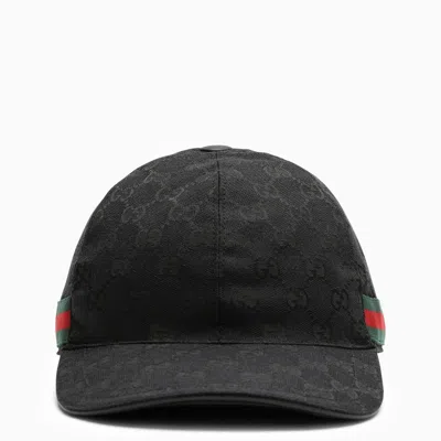 Shop Gucci Black Baseball Cap With Web Men