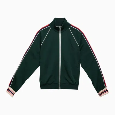 Shop Gucci Bottle Green Jacket In Gg Jacquard Jersey With Zip Men