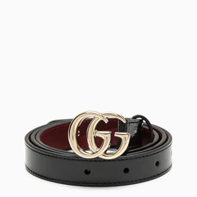 Shop Gucci Gg Marmont Thin Belt In Black Patent Leather Women