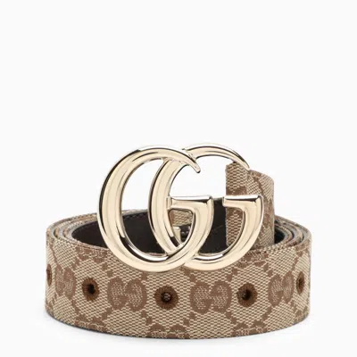 Gucci Gg Marmont Thin Belt In Gg Supreme In Cream