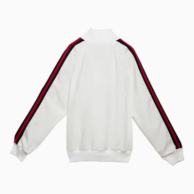 Shop Gucci White Sweatshirt With Web Ribbon Men