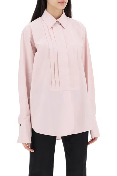 Shop Jil Sander Pleated Bib Shirt With Women In Pink