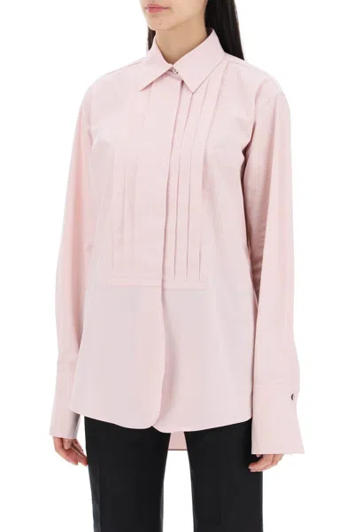 Shop Jil Sander Pleated Bib Shirt With Women In Pink