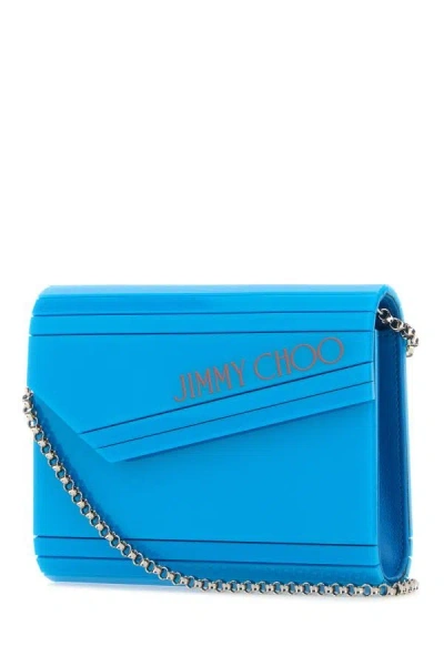 Shop Jimmy Choo Woman Turquoise Acrylic Candy Clutch In Blue